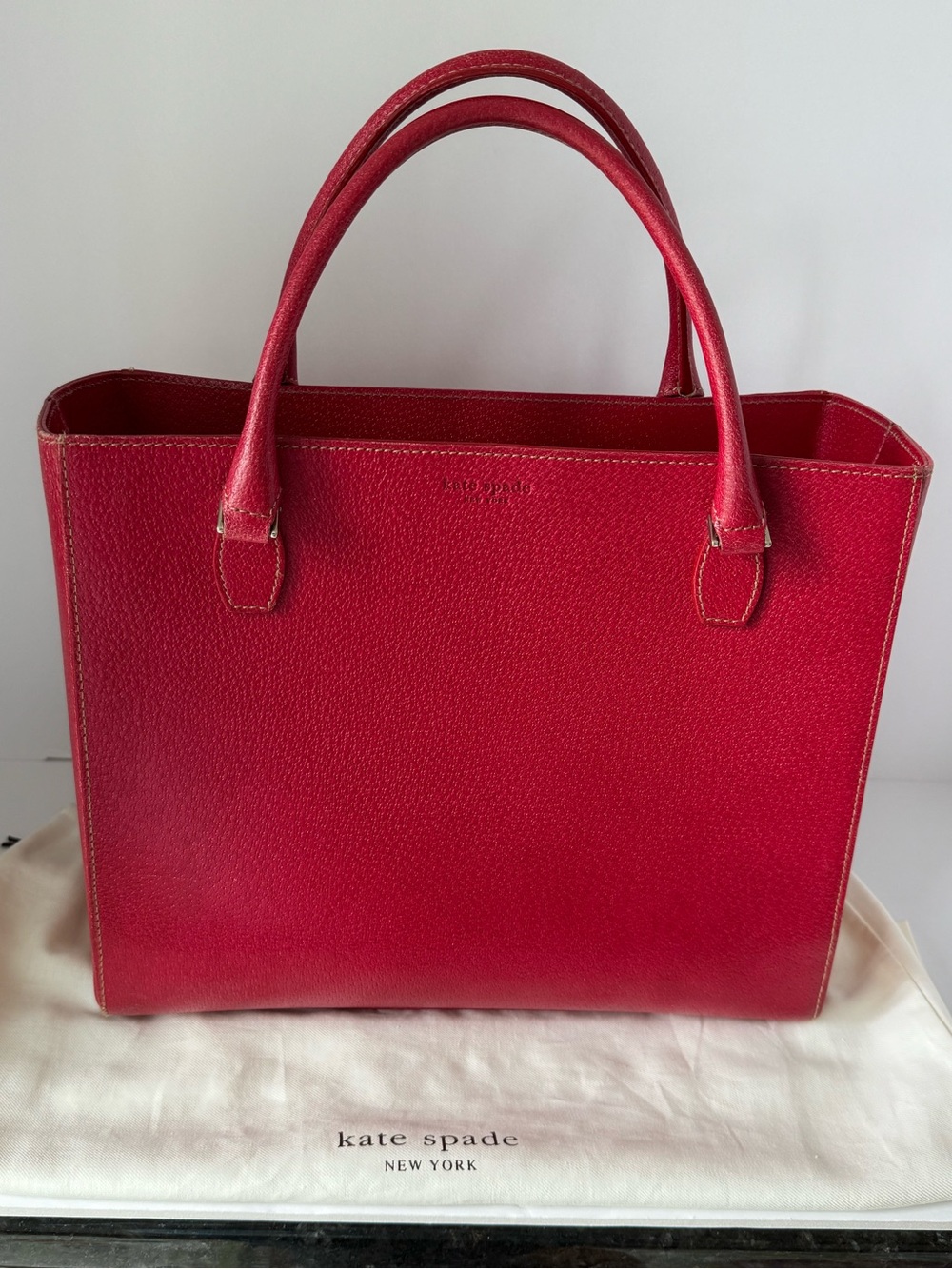 Vintage Kate Spade Red Leather Quinn Tote - See Notes